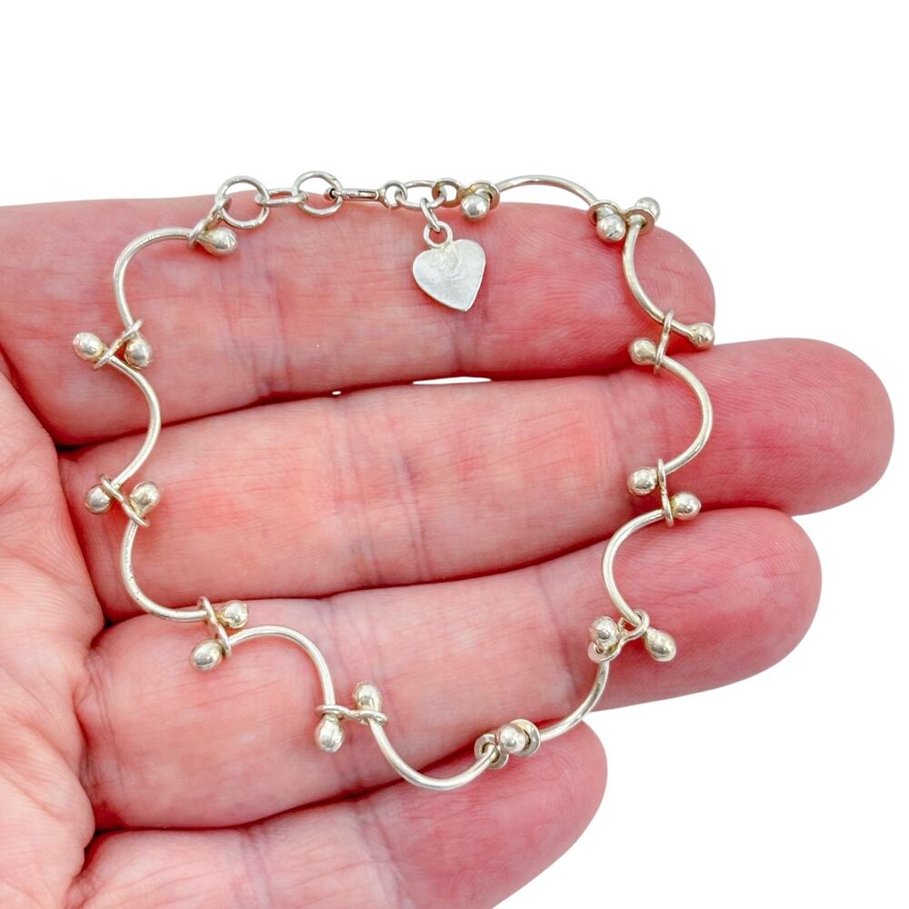 Vintage Sterling Silver 925 Wavy Link Bracelet 7"-7.5"